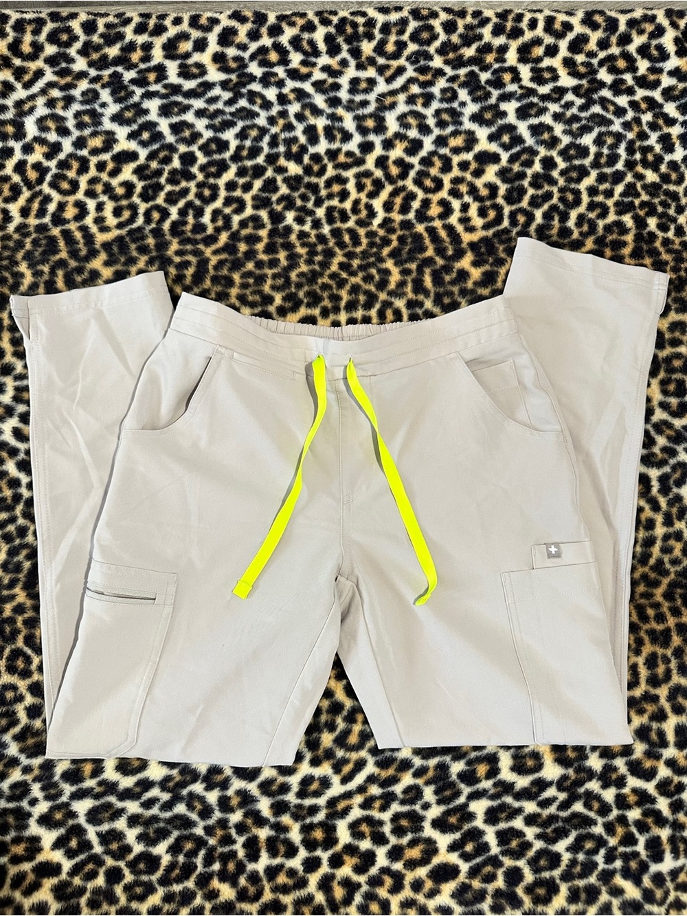 Figs Yola Pants Uniform with Neon Yellow Drawstring